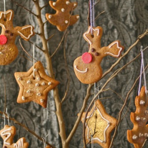 Spiced Christmas reindeer and star cookies. 